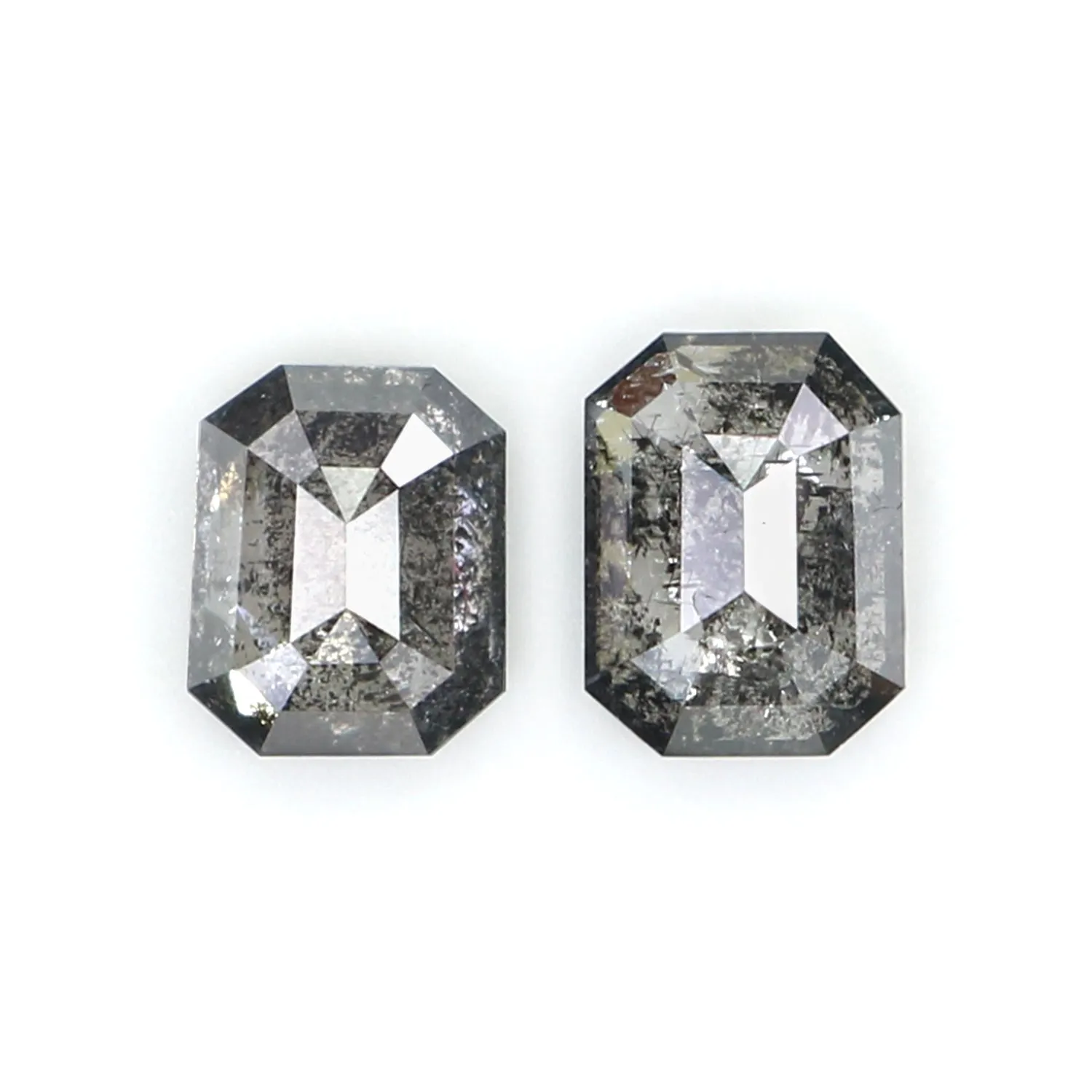 0.65 CT Natural Loose Emerald Pair Diamond Black Grey Color Emerald Cut Diamond 4.45 MM Salt And Pepper Diamond Emerald Pair Dia