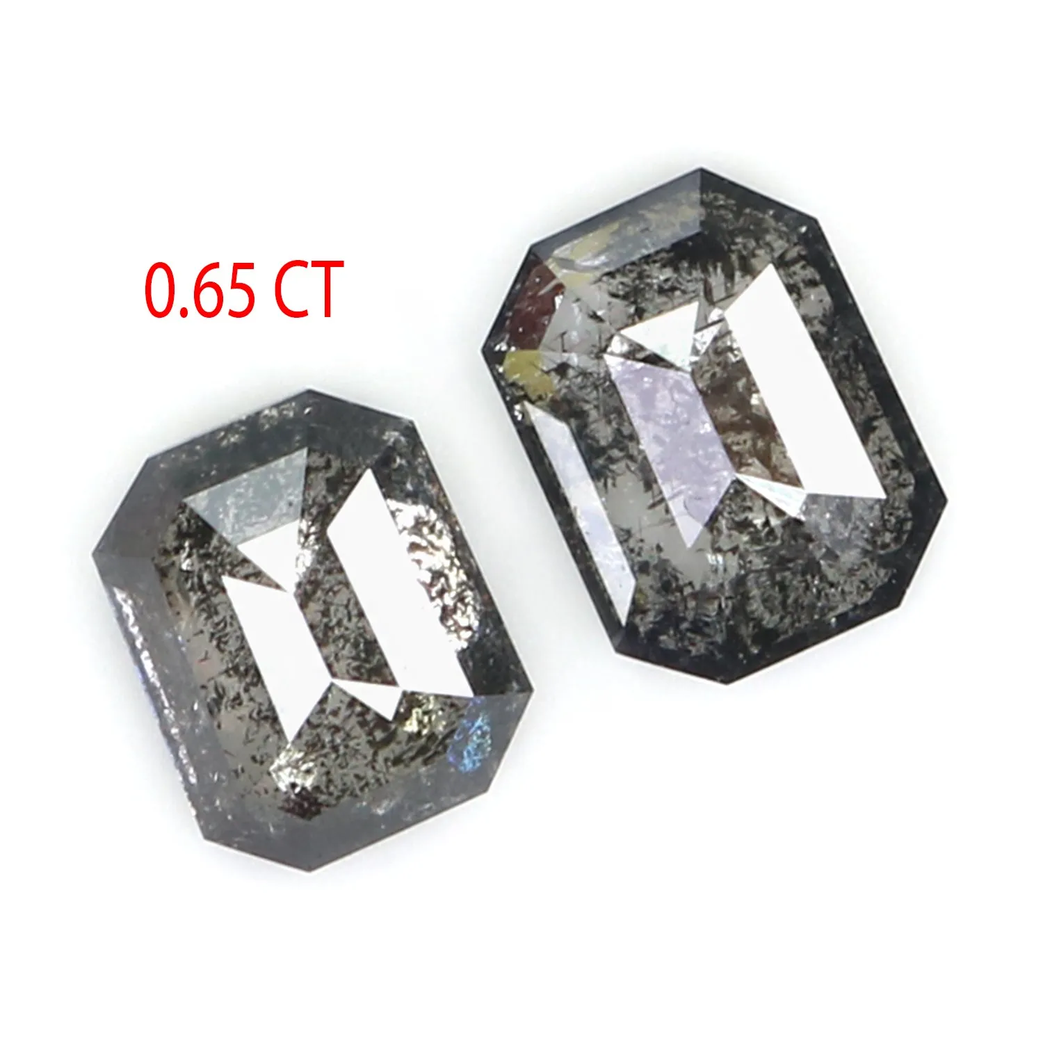 0.65 CT Natural Loose Emerald Pair Diamond Black Grey Color Emerald Cut Diamond 4.45 MM Salt And Pepper Diamond Emerald Pair Dia