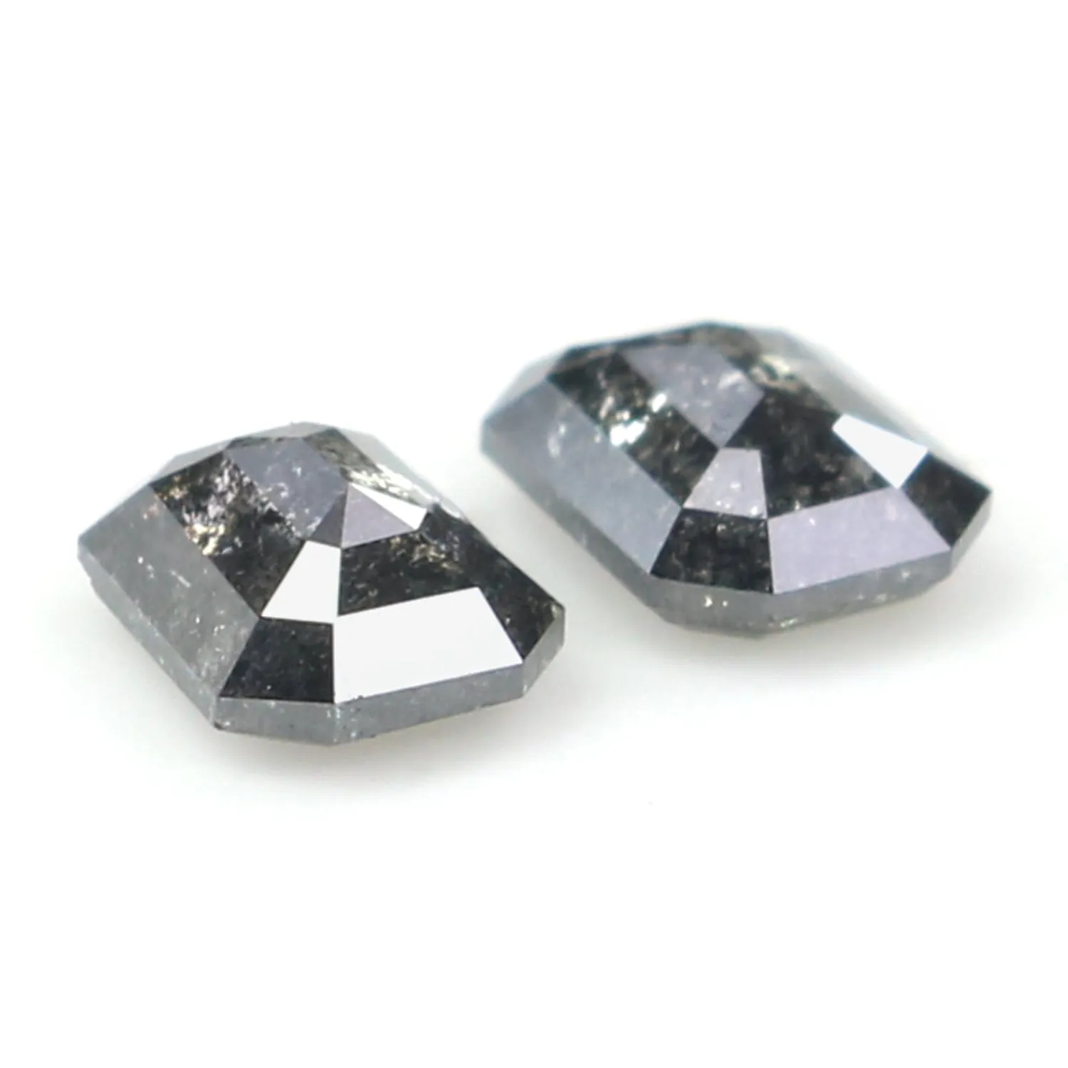 0.65 CT Natural Loose Emerald Pair Diamond Black Grey Color Emerald Cut Diamond 4.45 MM Salt And Pepper Diamond Emerald Pair Dia