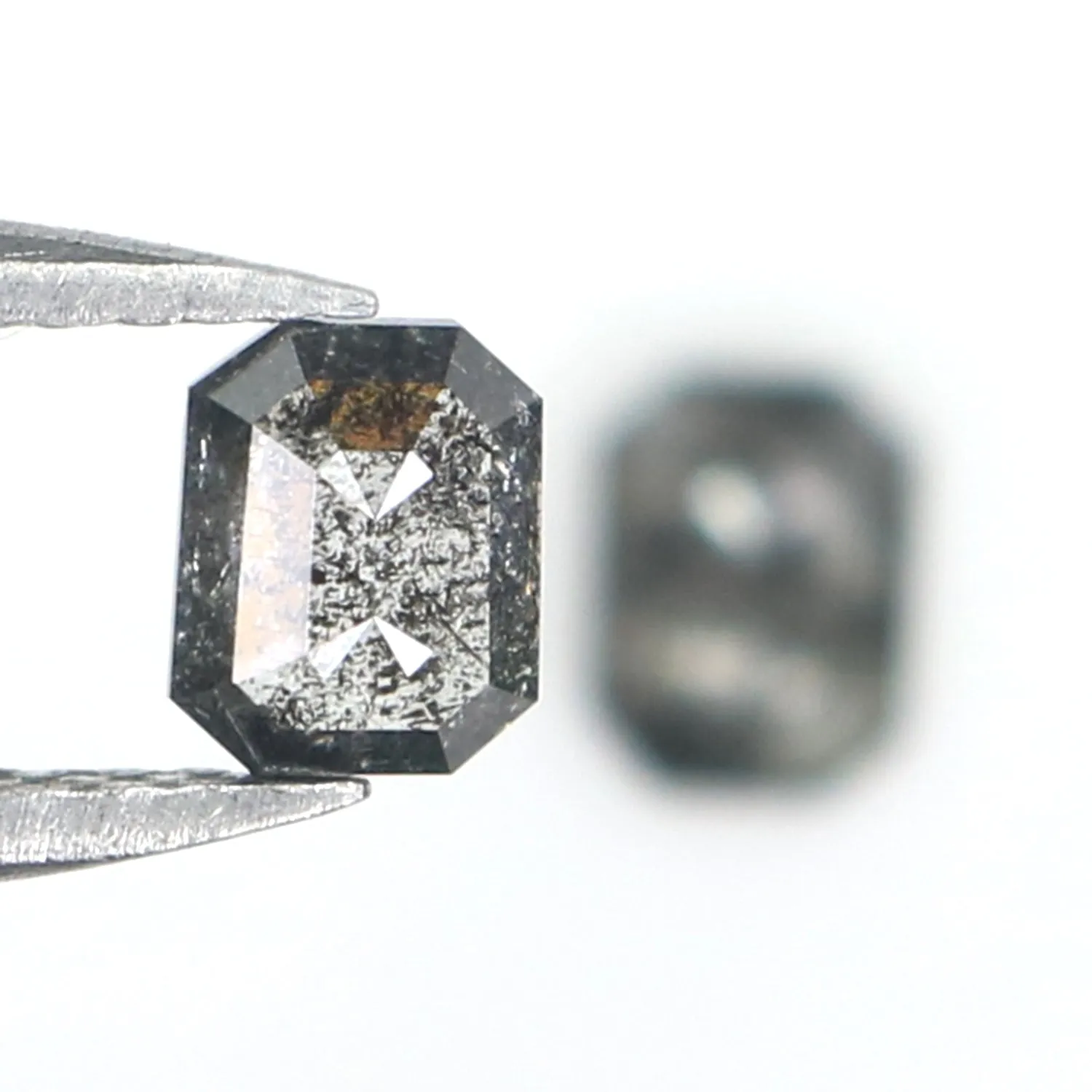 0.65 CT Natural Loose Emerald Pair Diamond Black Grey Color Emerald Cut Diamond 4.45 MM Salt And Pepper Diamond Emerald Pair Dia