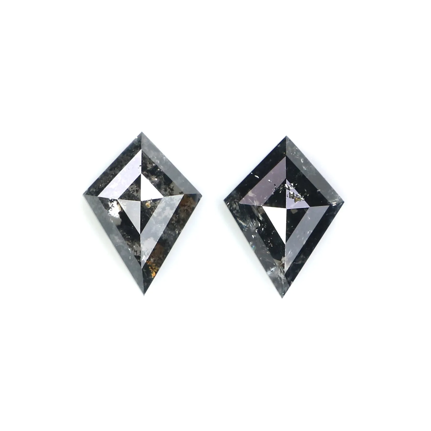 0.66 CT Natural Loose Kite Cut Pair Diamond Salt And Pepper Kite Shape Diamond 6.40 MM Natural Black Grey Color Kite Rose Cut Di