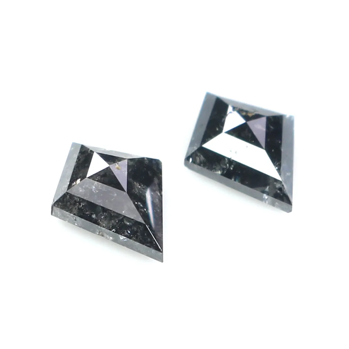 0.66 CT Natural Loose Kite Cut Pair Diamond Salt And Pepper Kite Shape Diamond 6.40 MM Natural Black Grey Color Kite Rose Cut Di