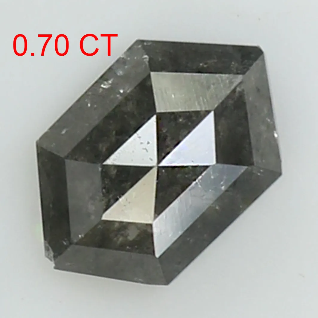 0.70 CT Natural Loose Hexagon Shape Diamond Salt And Pepper Hexagon Cut Diamond 7.05 MM Natural Black Grey Hexagon Rose Cut Diam