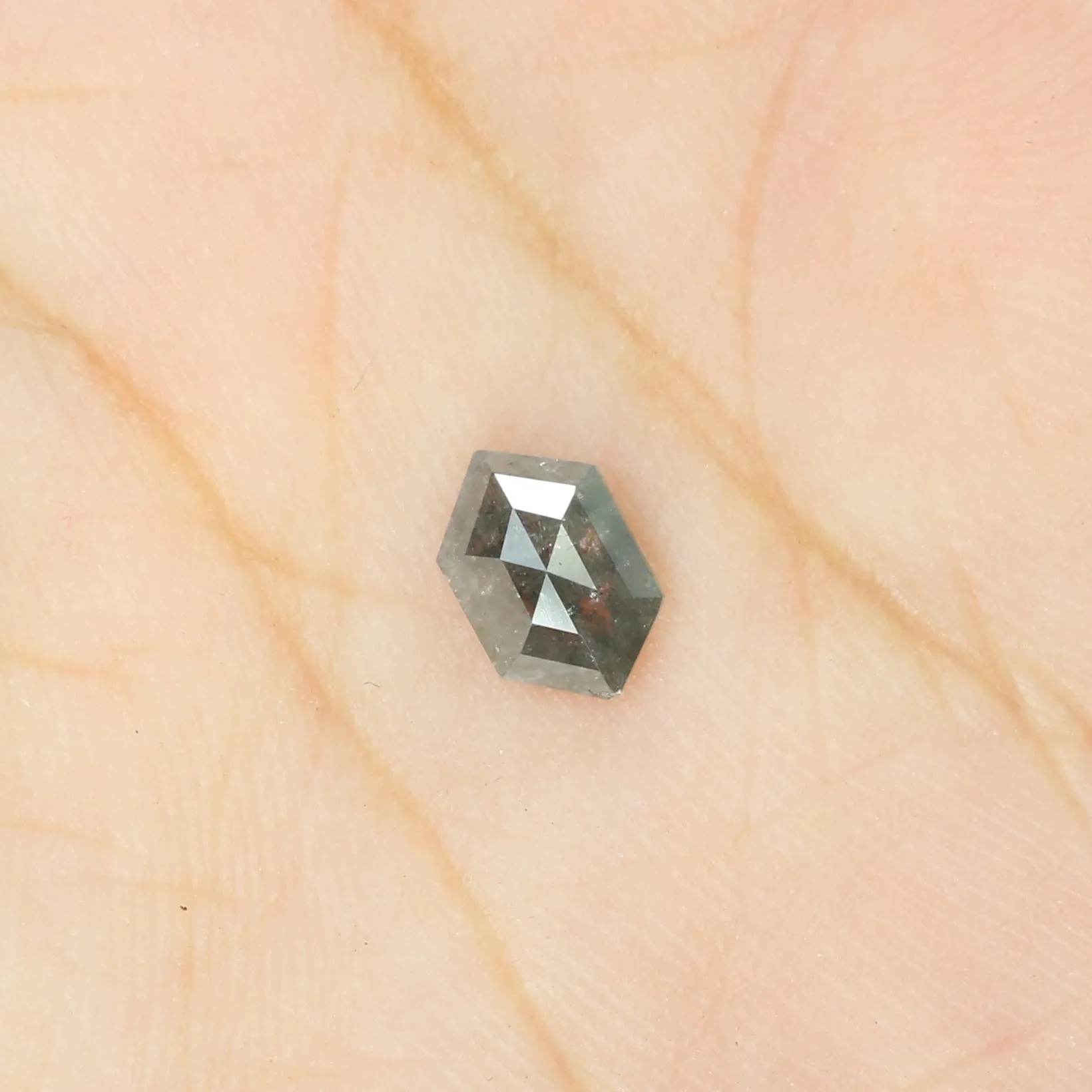 0.70 CT Natural Loose Hexagon Shape Diamond Salt And Pepper Hexagon Cut Diamond 7.05 MM Natural Black Grey Hexagon Rose Cut Diam