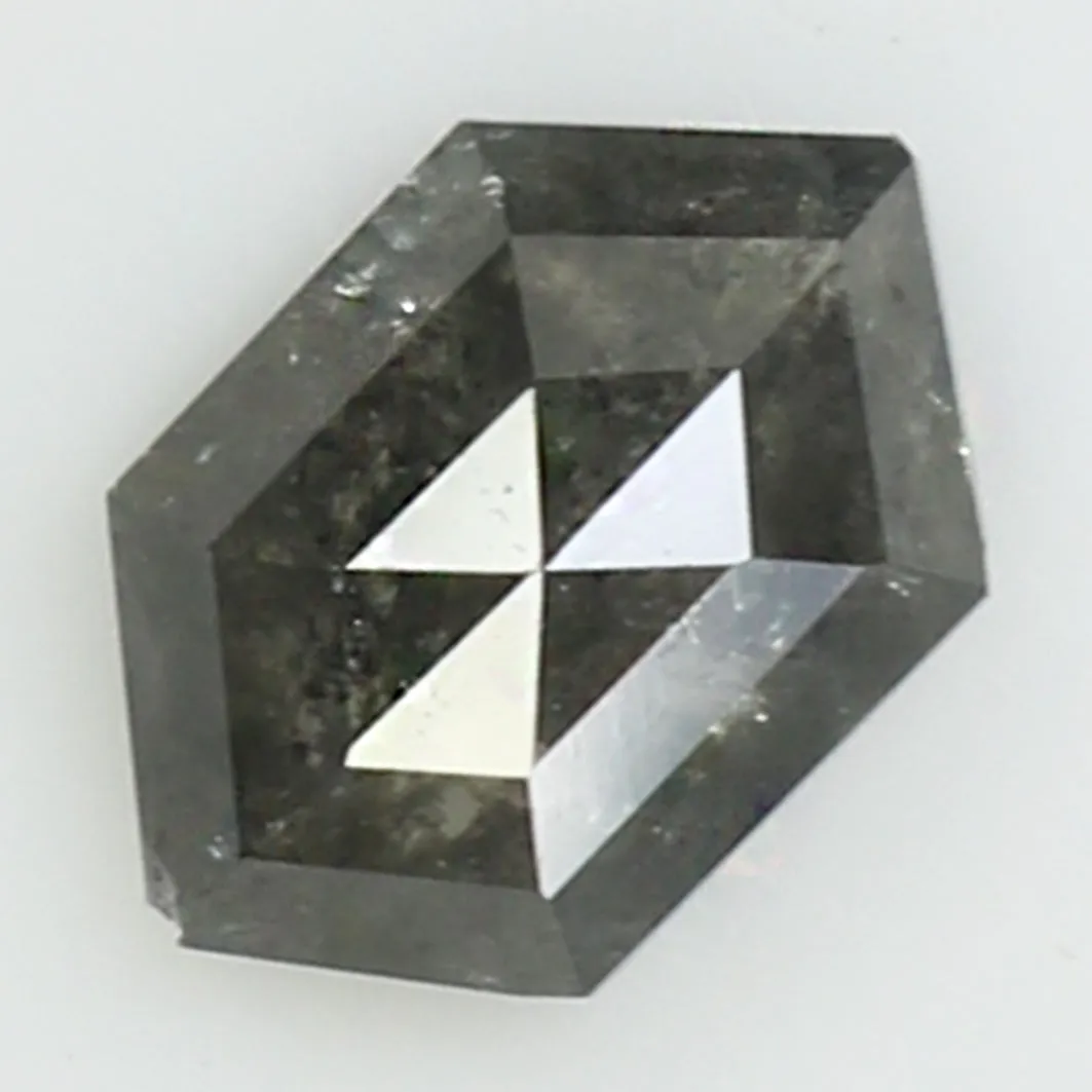 0.70 CT Natural Loose Hexagon Shape Diamond Salt And Pepper Hexagon Cut Diamond 7.05 MM Natural Black Grey Hexagon Rose Cut Diam