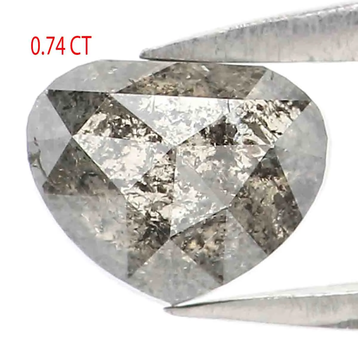 0.74 CT Natural Loose Heart Shape Diamond Salt And Pepper Heart Rose Cut Diamond 5.90 MM Black Grey Color Heart Rose Cut Diamond