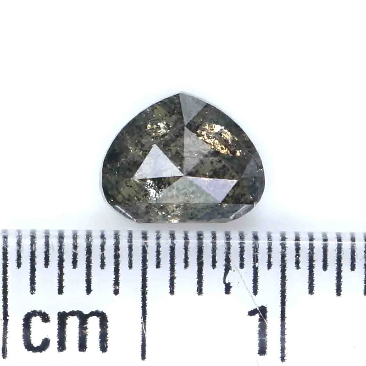 0.74 CT Natural Loose Heart Shape Diamond Salt And Pepper Heart Rose Cut Diamond 5.90 MM Black Grey Color Heart Rose Cut Diamond