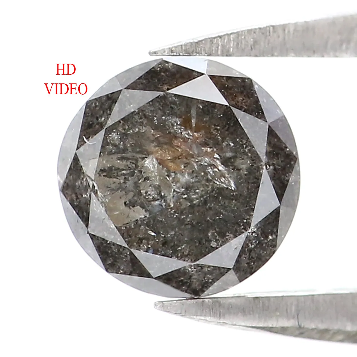 0.84 CT Natural Loose Round Shape Diamond Black Grey Color Round Cut Diamond 5.50 MM Salt And Pepper Round Brilliant Cut Diamond