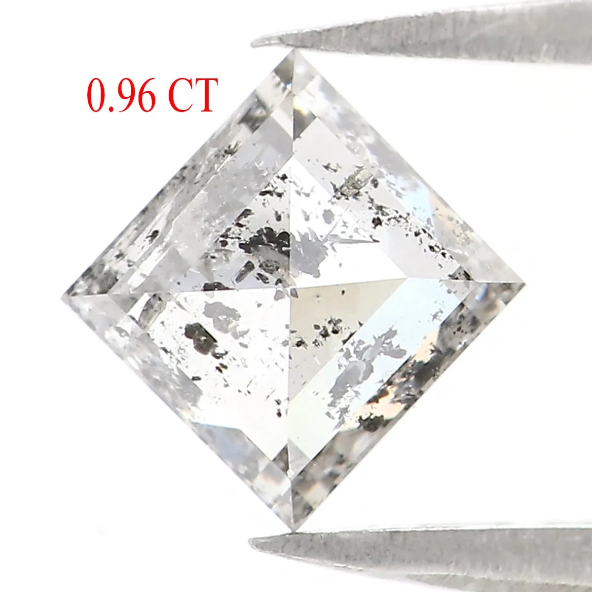 0.96 CT Natural Loose Kite Shape Diamond Salt And Pepper Kite Cut Diamond 7.75 MM Black Grey Color Kite Shape Rose Cut Diamond Q