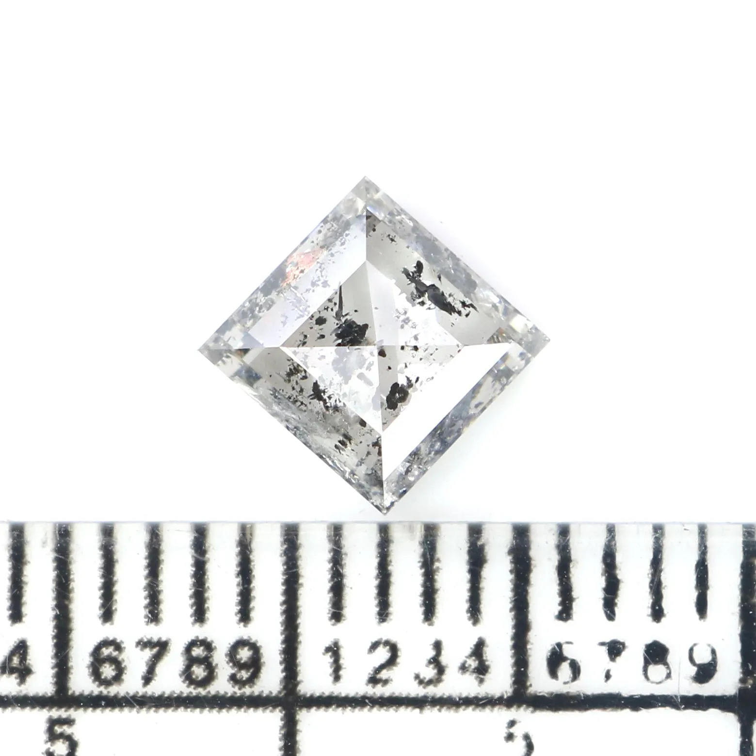 0.96 CT Natural Loose Kite Shape Diamond Salt And Pepper Kite Cut Diamond 7.75 MM Black Grey Color Kite Shape Rose Cut Diamond Q