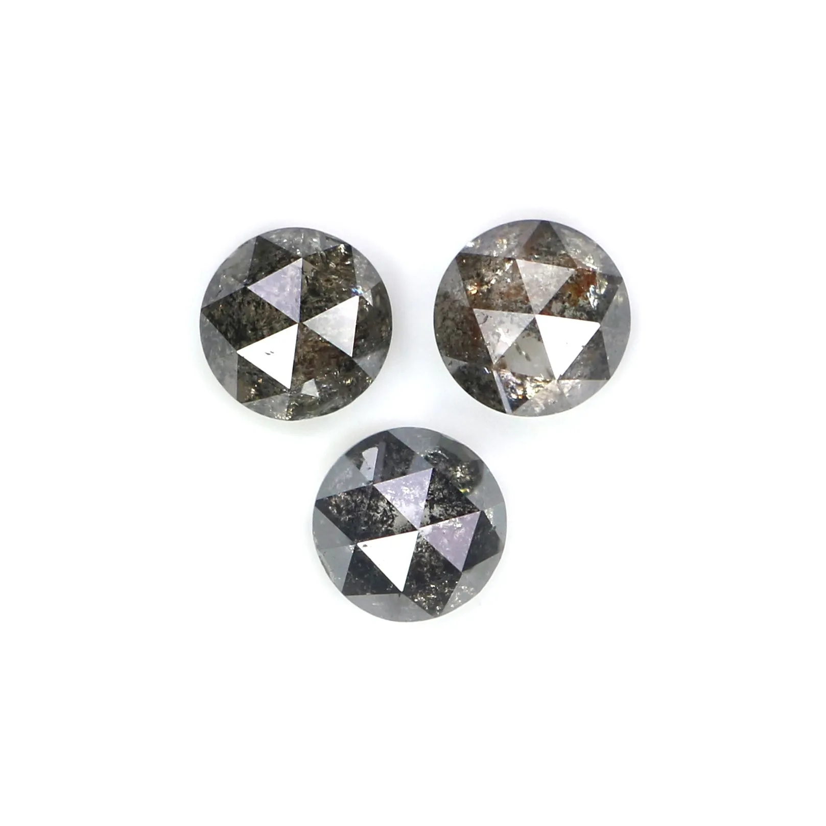 1.01 Ct Natural Loose Round Rose Cut Diamond Salt And Pepper Diamond 4.15 MM Natural Loose Black Grey Color Diamond Round Cut Di