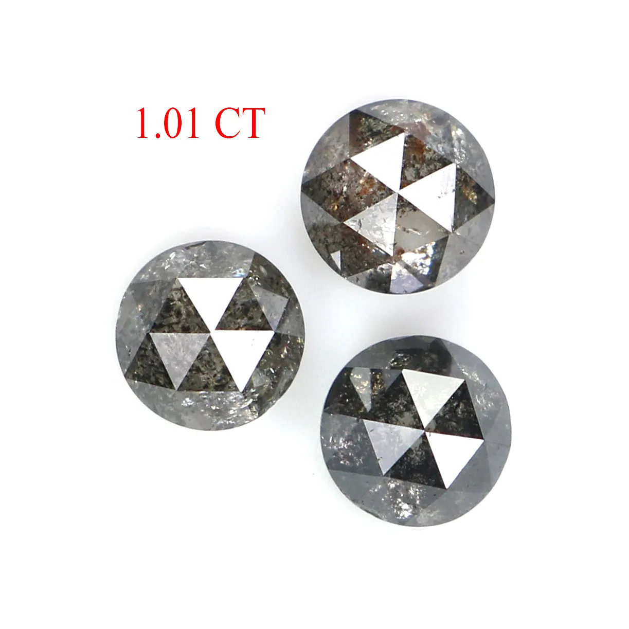 1.01 Ct Natural Loose Round Rose Cut Diamond Salt And Pepper Diamond 4.15 MM Natural Loose Black Grey Color Diamond Round Cut Di