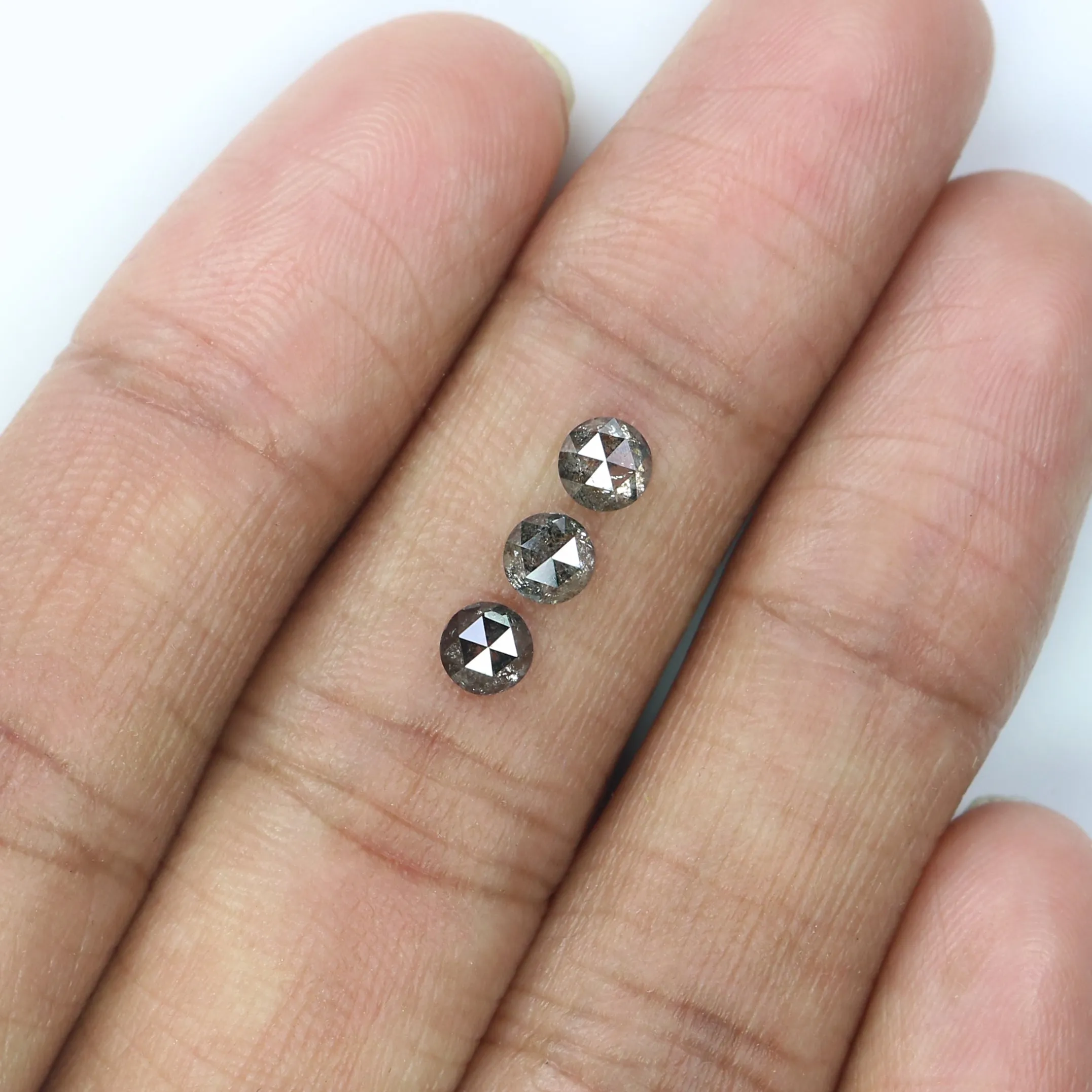 1.01 Ct Natural Loose Round Rose Cut Diamond Salt And Pepper Diamond 4.15 MM Natural Loose Black Grey Color Diamond Round Cut Di