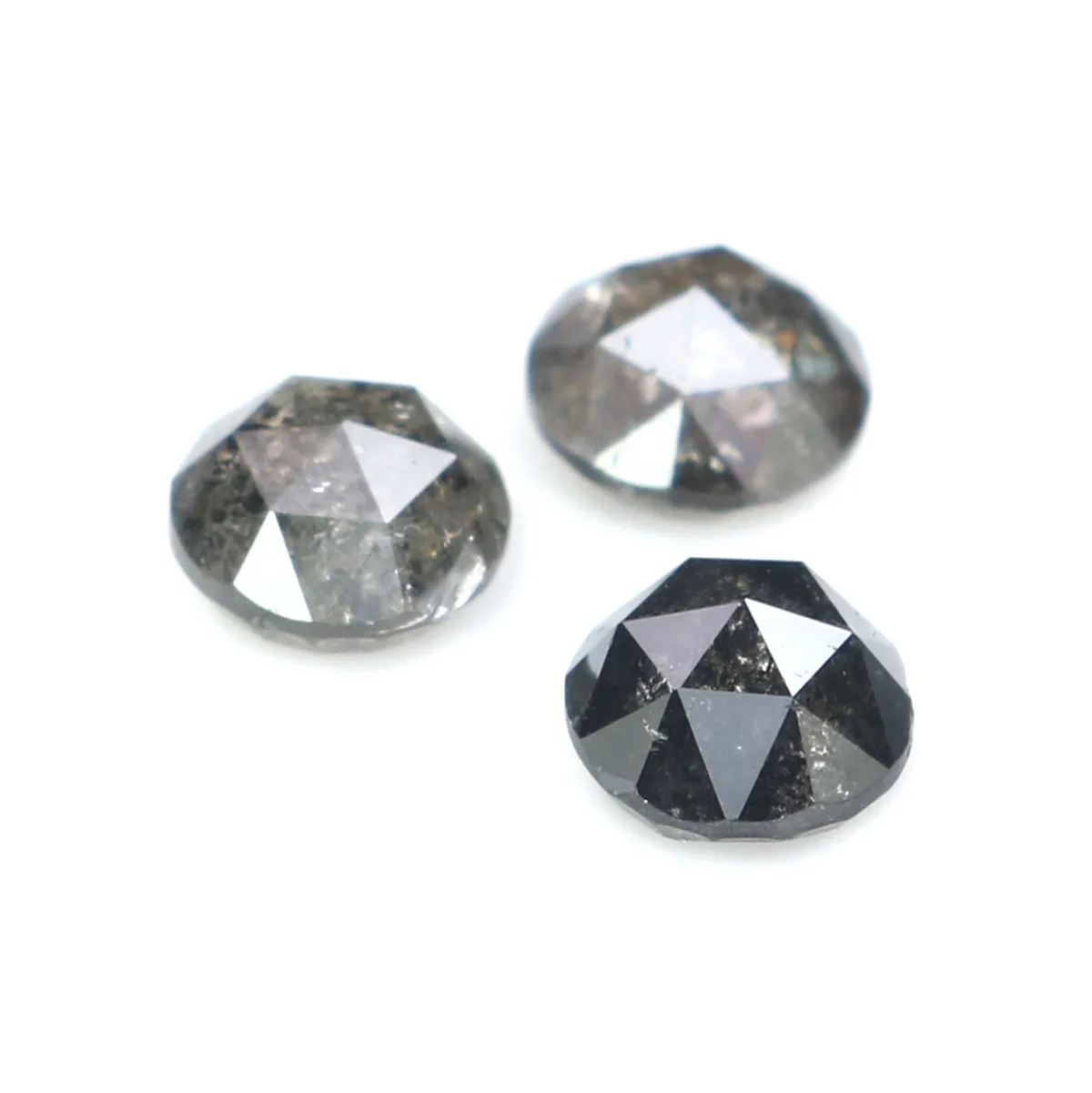 1.01 Ct Natural Loose Round Rose Cut Diamond Salt And Pepper Diamond 4.15 MM Natural Loose Black Grey Color Diamond Round Cut Di