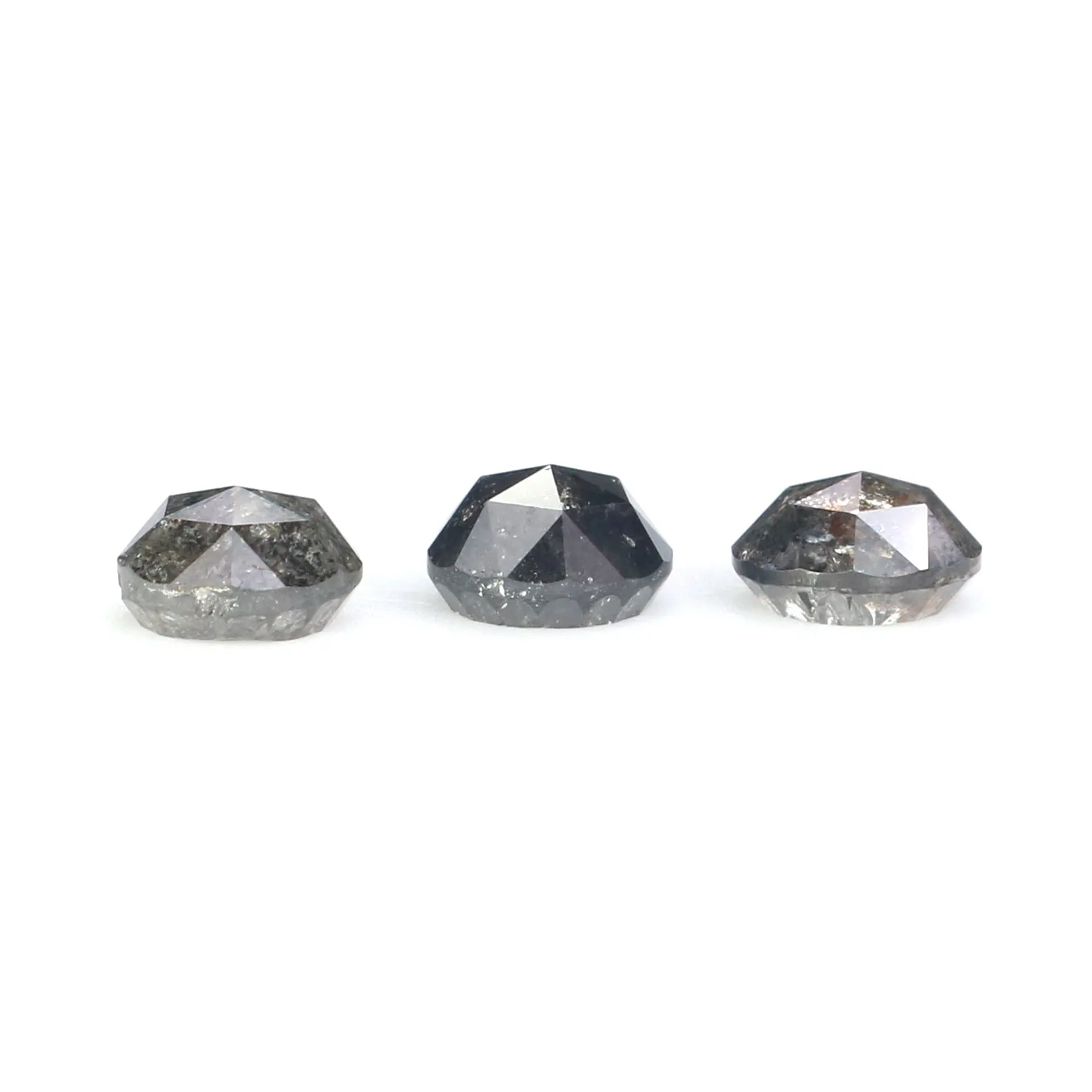 1.01 Ct Natural Loose Round Rose Cut Diamond Salt And Pepper Diamond 4.15 MM Natural Loose Black Grey Color Diamond Round Cut Di