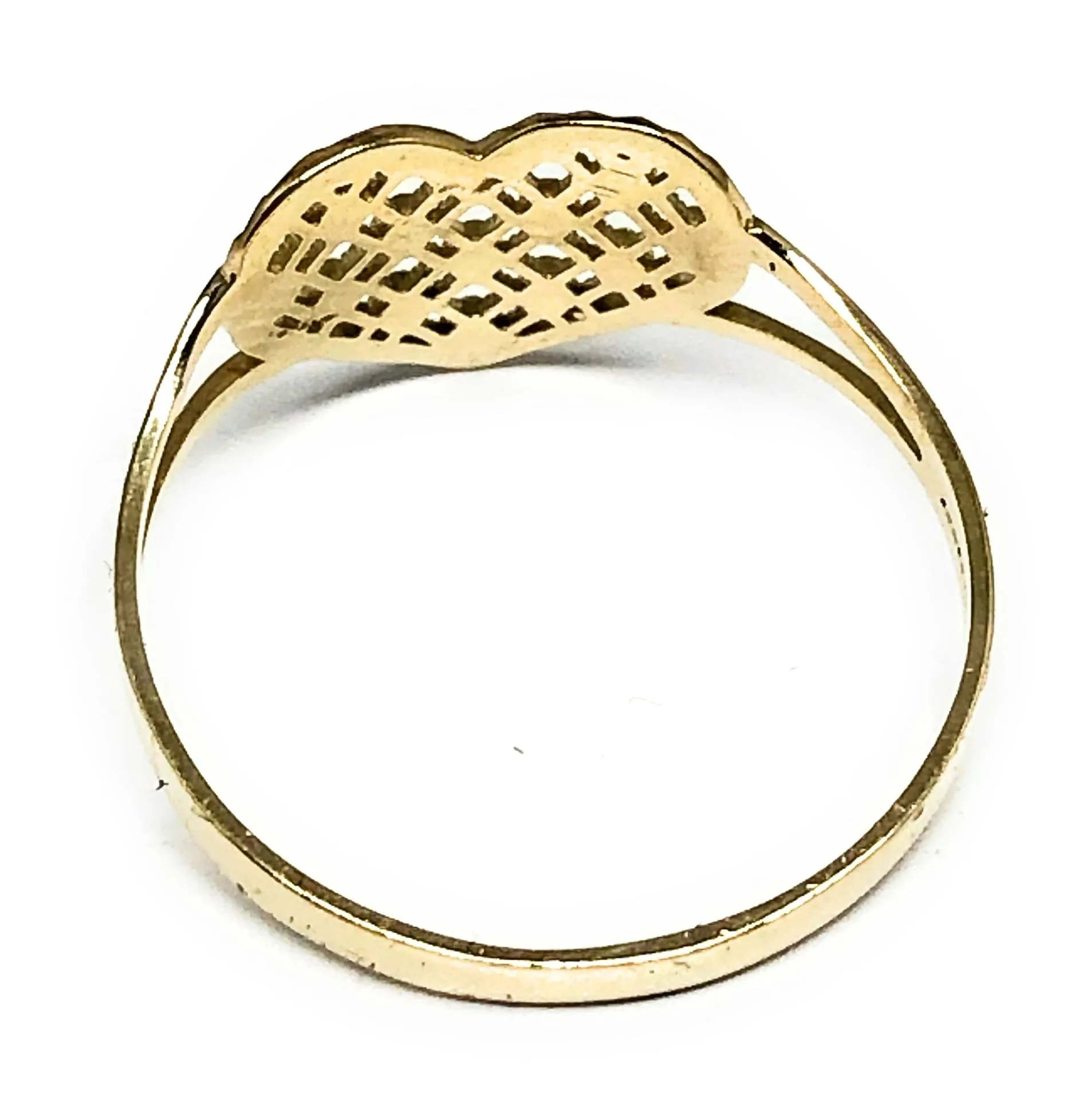 10k Solid Gold Yellow & White Gold Heart Ring