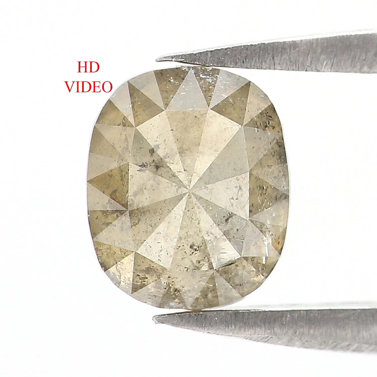 1.29 CT Natural Loose Cushion Shape Diamond Grey Yellow Color Cushion Rose Cut Diamond 6.80 MM Grey Yellow Cushion Shape Diamond