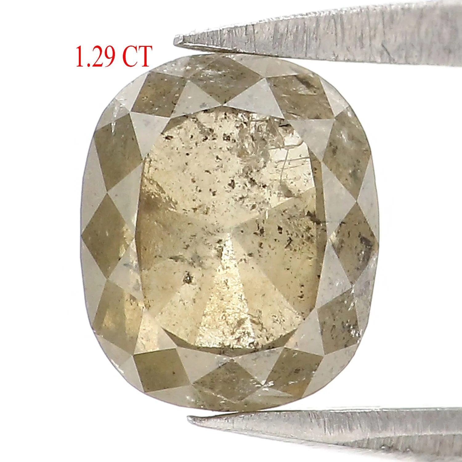 1.29 CT Natural Loose Cushion Shape Diamond Grey Yellow Color Cushion Rose Cut Diamond 6.80 MM Grey Yellow Cushion Shape Diamond