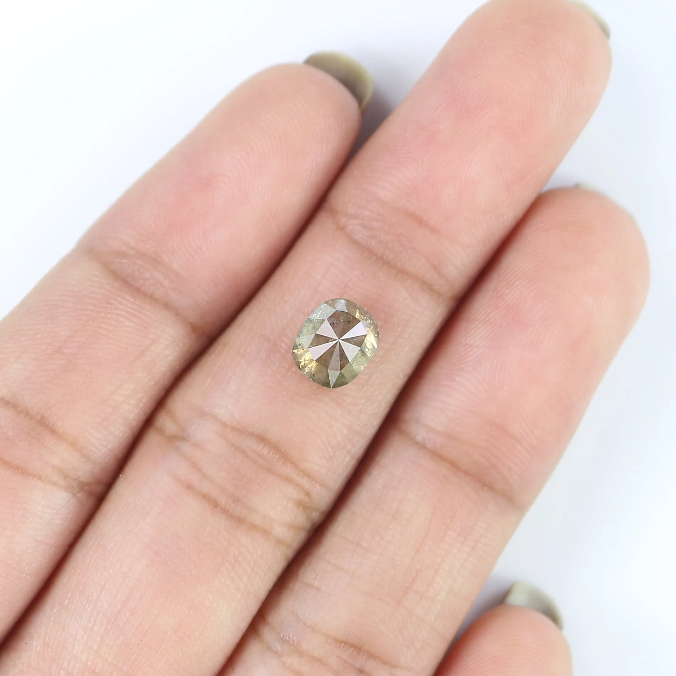 1.29 CT Natural Loose Cushion Shape Diamond Grey Yellow Color Cushion Rose Cut Diamond 6.80 MM Grey Yellow Cushion Shape Diamond