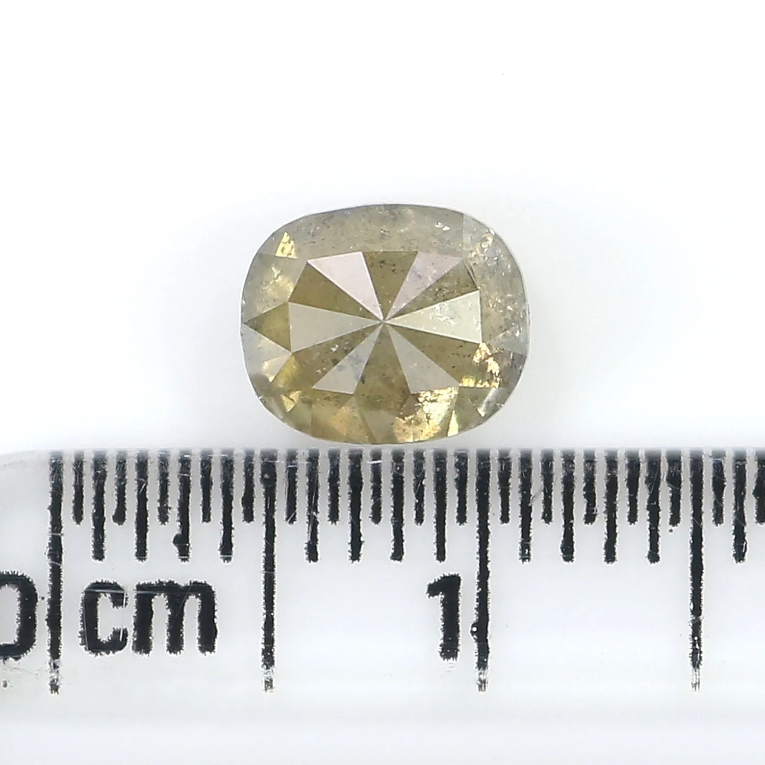 1.29 CT Natural Loose Cushion Shape Diamond Grey Yellow Color Cushion Rose Cut Diamond 6.80 MM Grey Yellow Cushion Shape Diamond