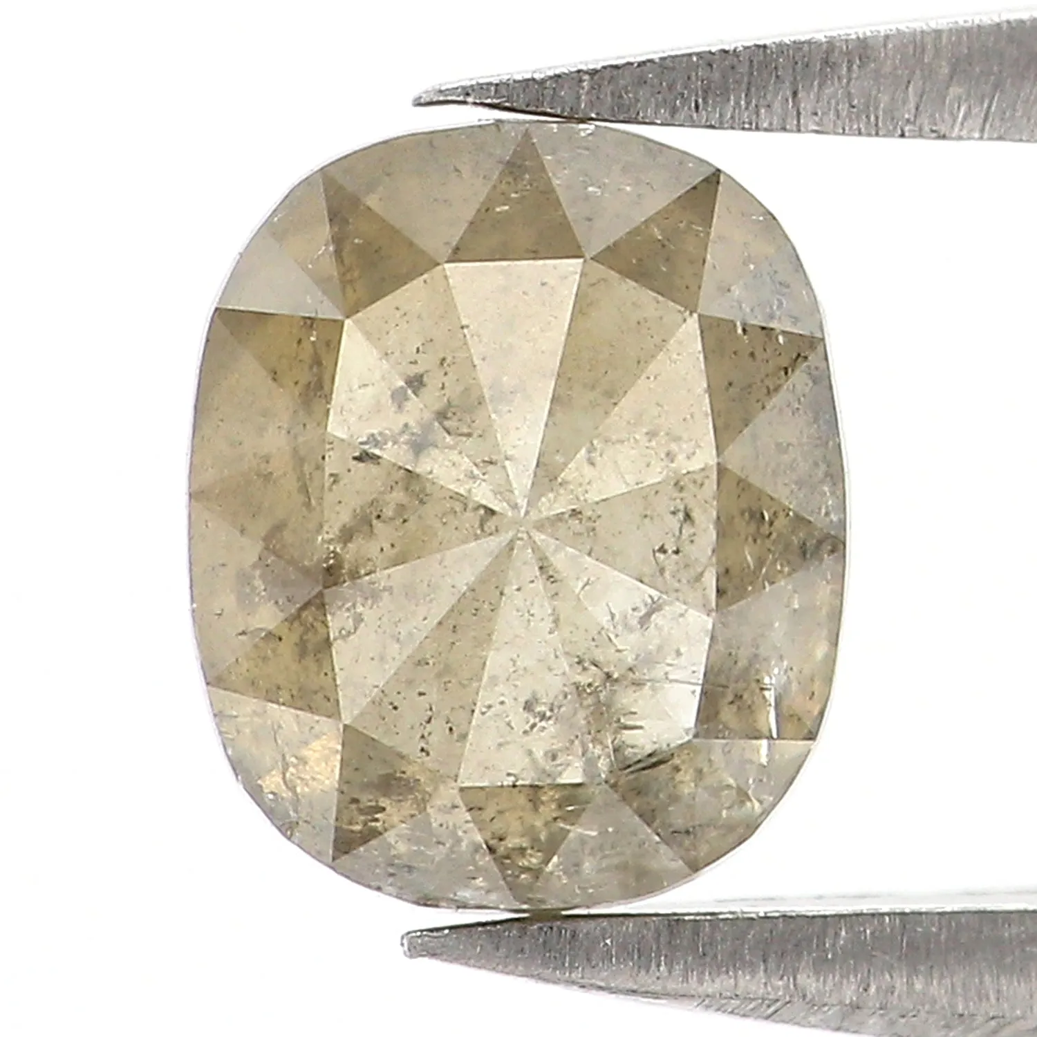 1.29 CT Natural Loose Cushion Shape Diamond Grey Yellow Color Cushion Rose Cut Diamond 6.80 MM Grey Yellow Cushion Shape Diamond