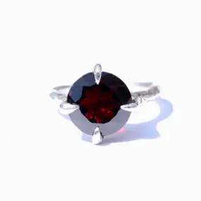 14 Karat White Gold Garnet Solitaire Ring