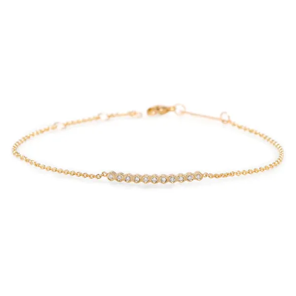 14K Tiny Diamond Bezel Bar Bracelet