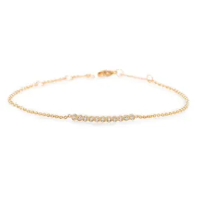 14K Tiny Diamond Bezel Bar Bracelet