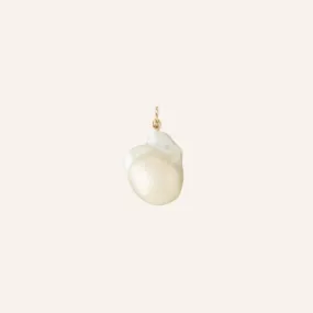 14K White Freshwater Baroque Pearl Charm