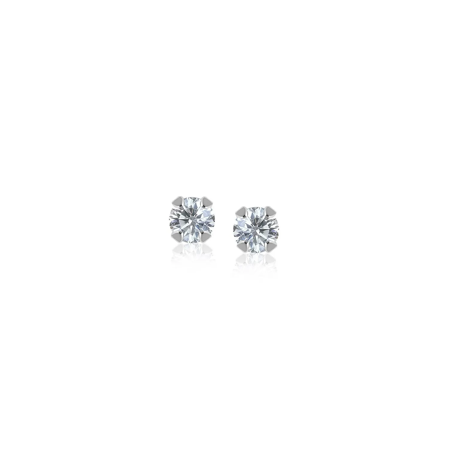 14k White Gold White Cubic Zirconia 2mm Stud Earrings-rx33390