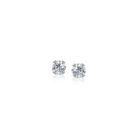 14k White Gold White Cubic Zirconia 2mm Stud Earrings-rx33390