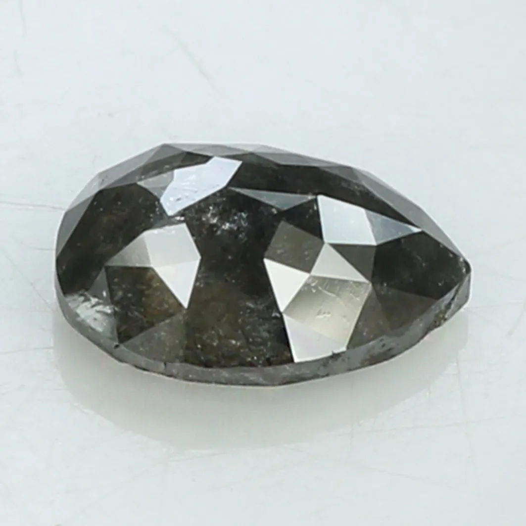 1.70 CT Natural Loose Pear Shape Diamond Salt And Pepper Pear Rose Cut Diamond 9.00 MM Black Grey Color Pear Shape Rose Cut Diam