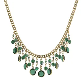 2028 Jewelry Emerald Green Ab Crystal Drop Bib Necklace 16 + 3 Extender