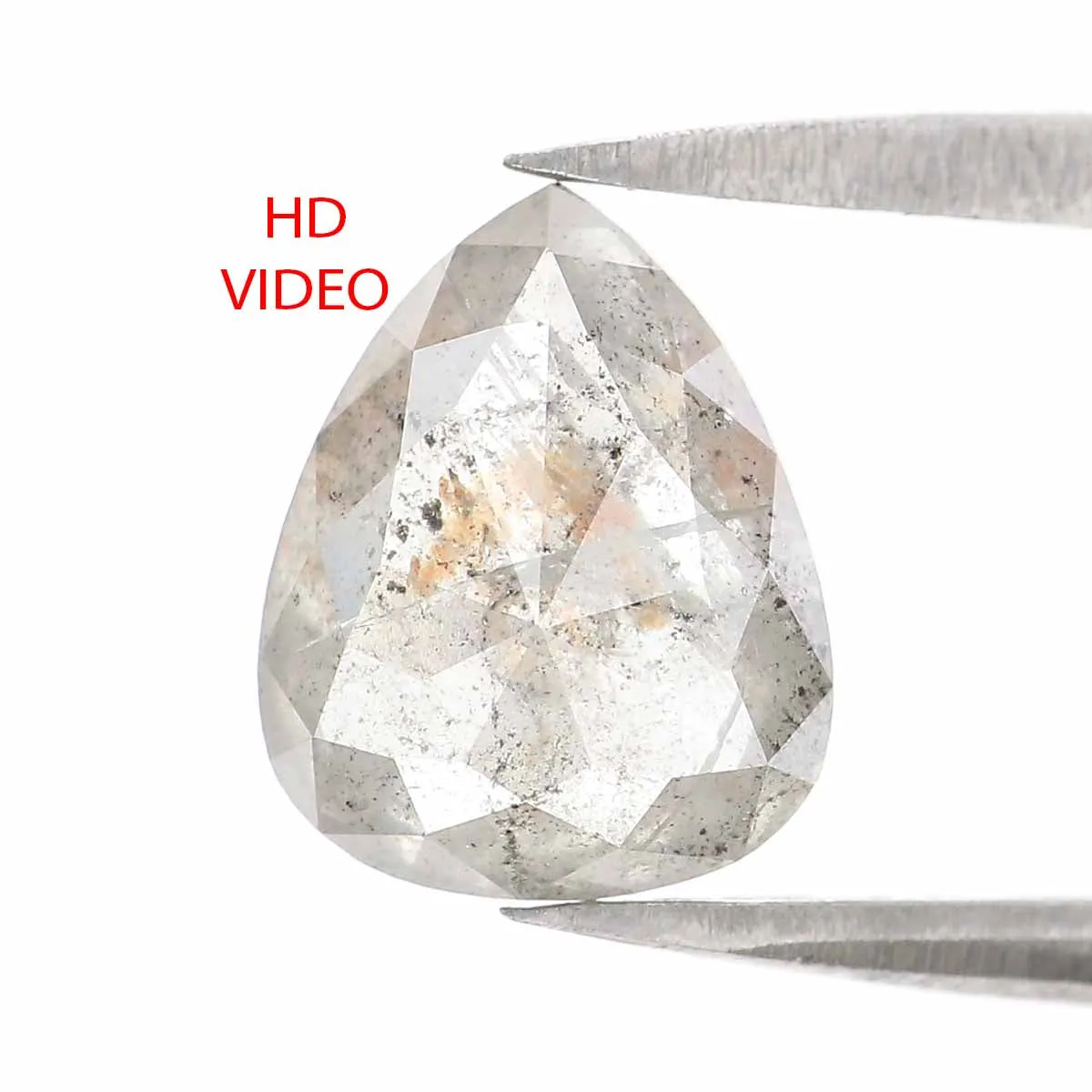 2.26 CT Natural Loose Pear Diamond Grey Color Pear Cut Diamond 9.30 MM Natural Loose Salt And Pepper Diamond Pear Rose Cut Diamo