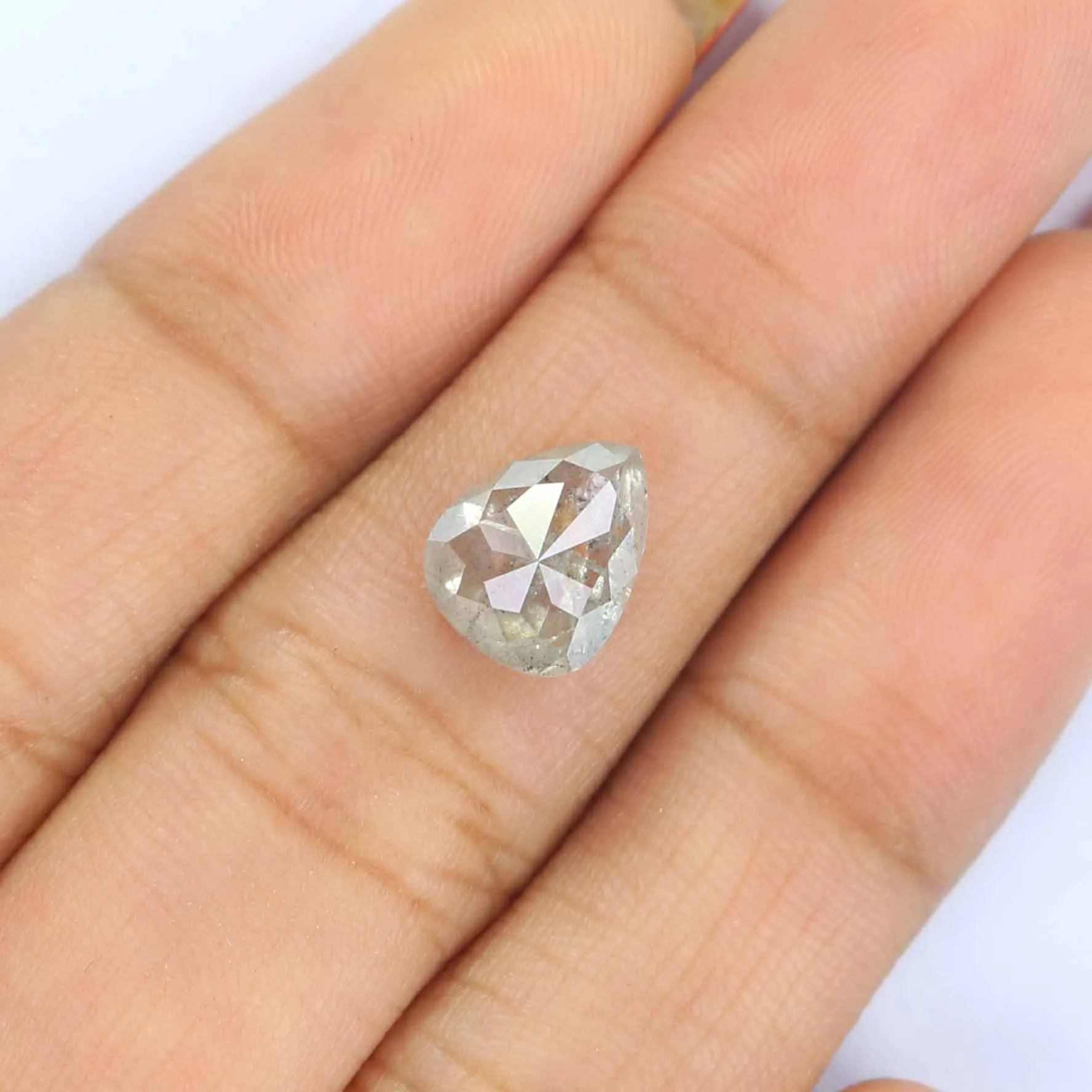 2.26 CT Natural Loose Pear Diamond Grey Color Pear Cut Diamond 9.30 MM Natural Loose Salt And Pepper Diamond Pear Rose Cut Diamo