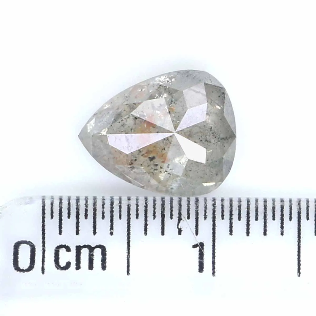 2.26 CT Natural Loose Pear Diamond Grey Color Pear Cut Diamond 9.30 MM Natural Loose Salt And Pepper Diamond Pear Rose Cut Diamo