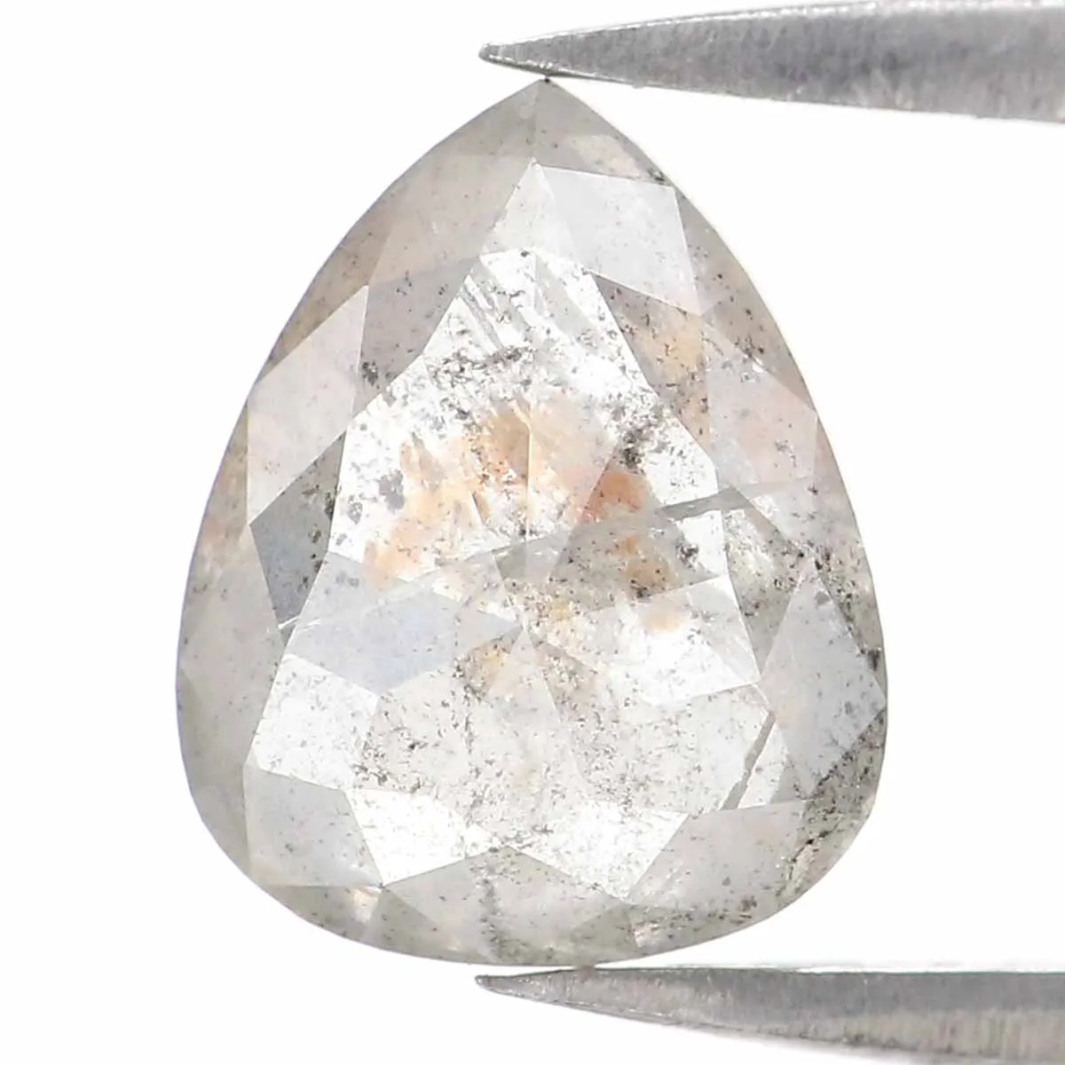 2.26 CT Natural Loose Pear Diamond Grey Color Pear Cut Diamond 9.30 MM Natural Loose Salt And Pepper Diamond Pear Rose Cut Diamo