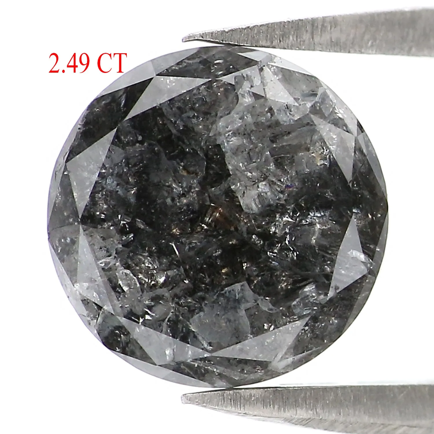 2.49 CT Natural Loose Round Rose Cut Diamond Salt And Pepper Round Diamond 8.15 MM Natural Loose Black Grey Color Rose Cut Diamo