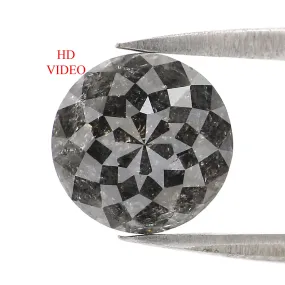 2.49 CT Natural Loose Round Rose Cut Diamond Salt And Pepper Round Diamond 8.15 MM Natural Loose Black Grey Color Rose Cut Diamo