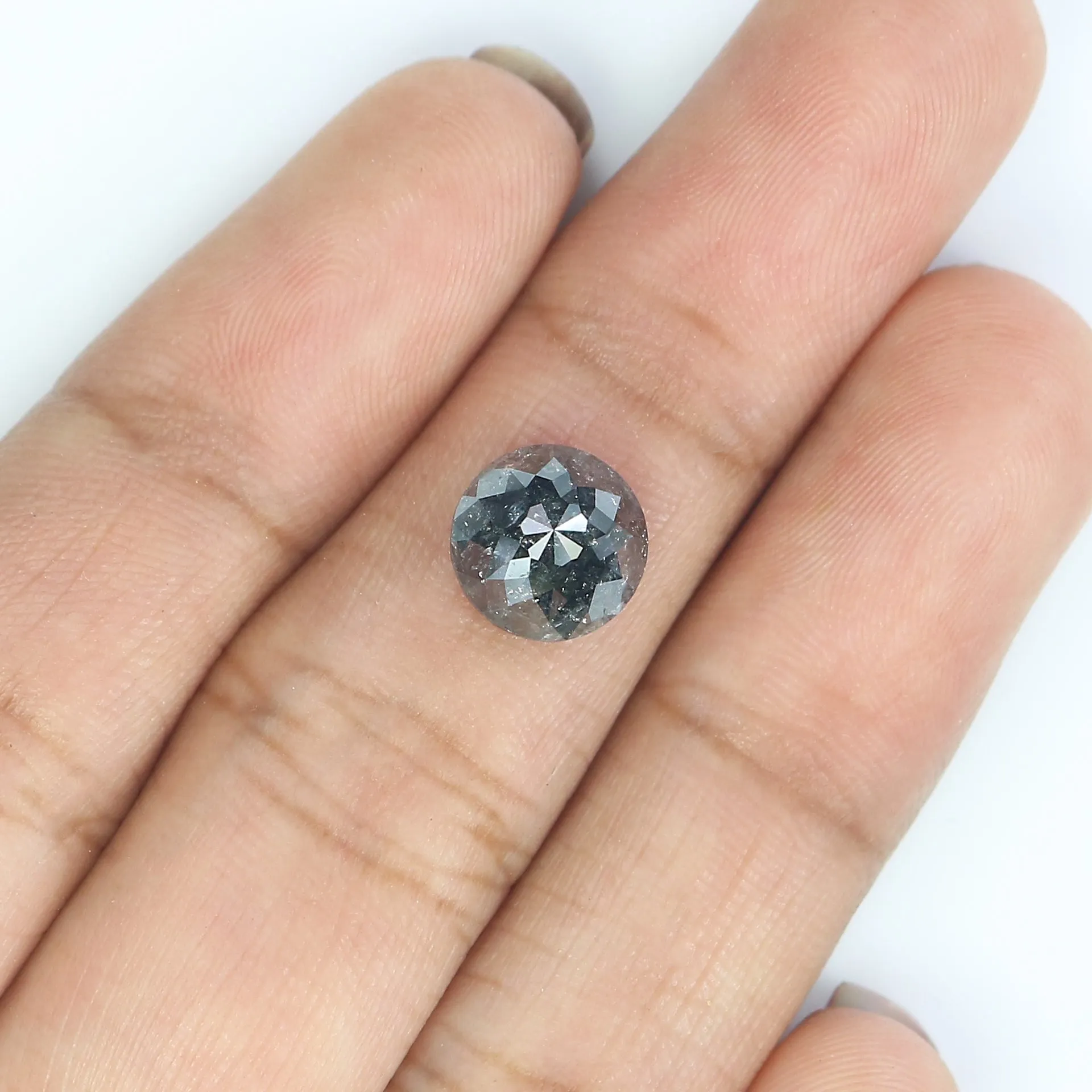 2.49 CT Natural Loose Round Rose Cut Diamond Salt And Pepper Round Diamond 8.15 MM Natural Loose Black Grey Color Rose Cut Diamo