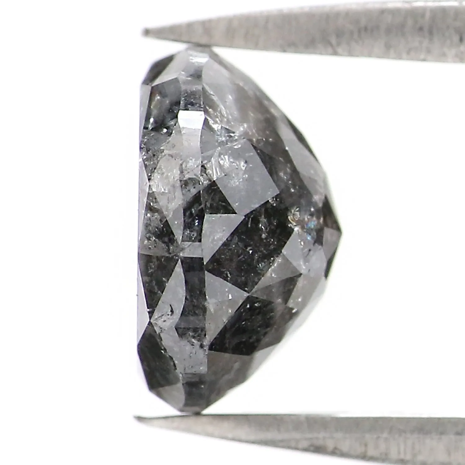 2.49 CT Natural Loose Round Rose Cut Diamond Salt And Pepper Round Diamond 8.15 MM Natural Loose Black Grey Color Rose Cut Diamo