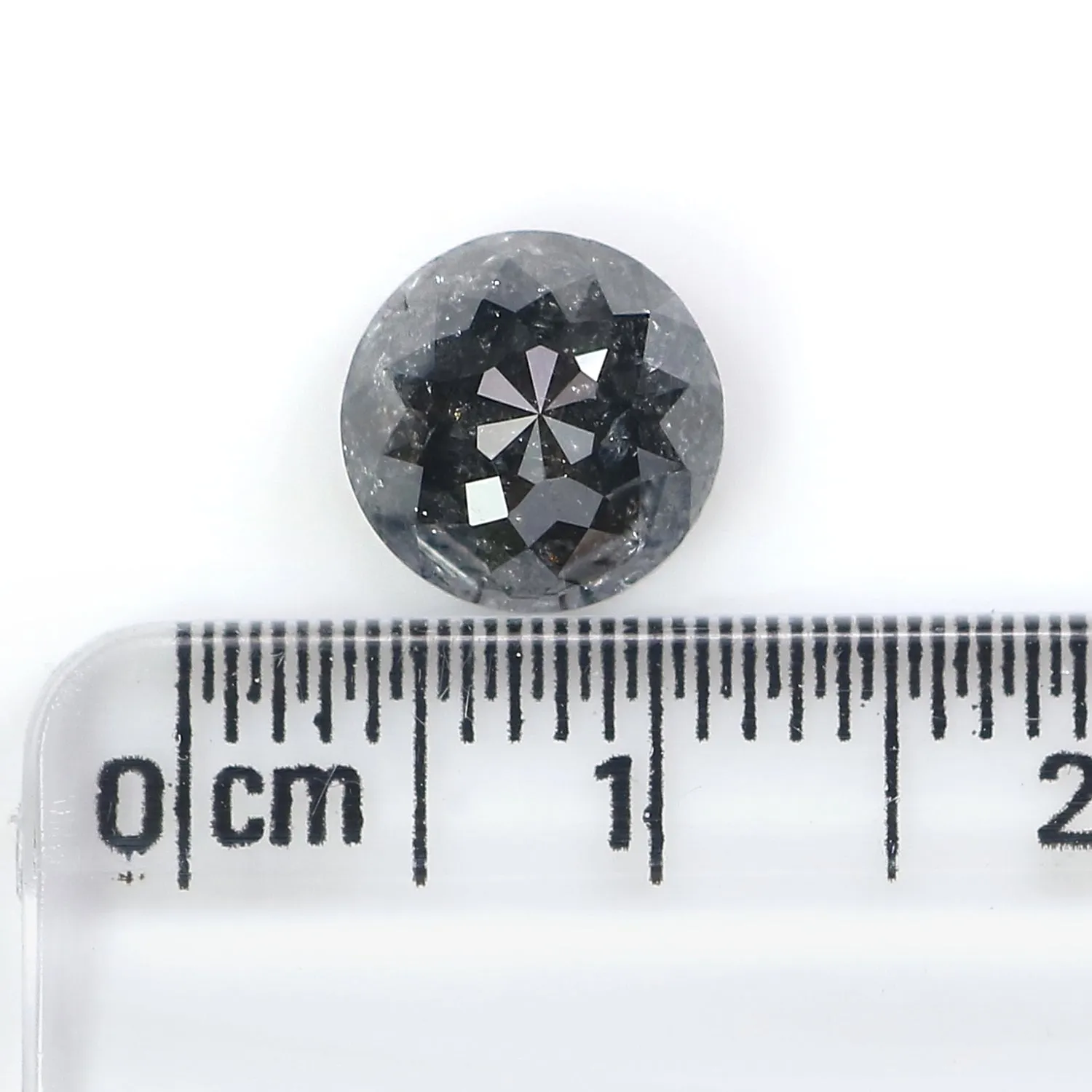 2.49 CT Natural Loose Round Rose Cut Diamond Salt And Pepper Round Diamond 8.15 MM Natural Loose Black Grey Color Rose Cut Diamo