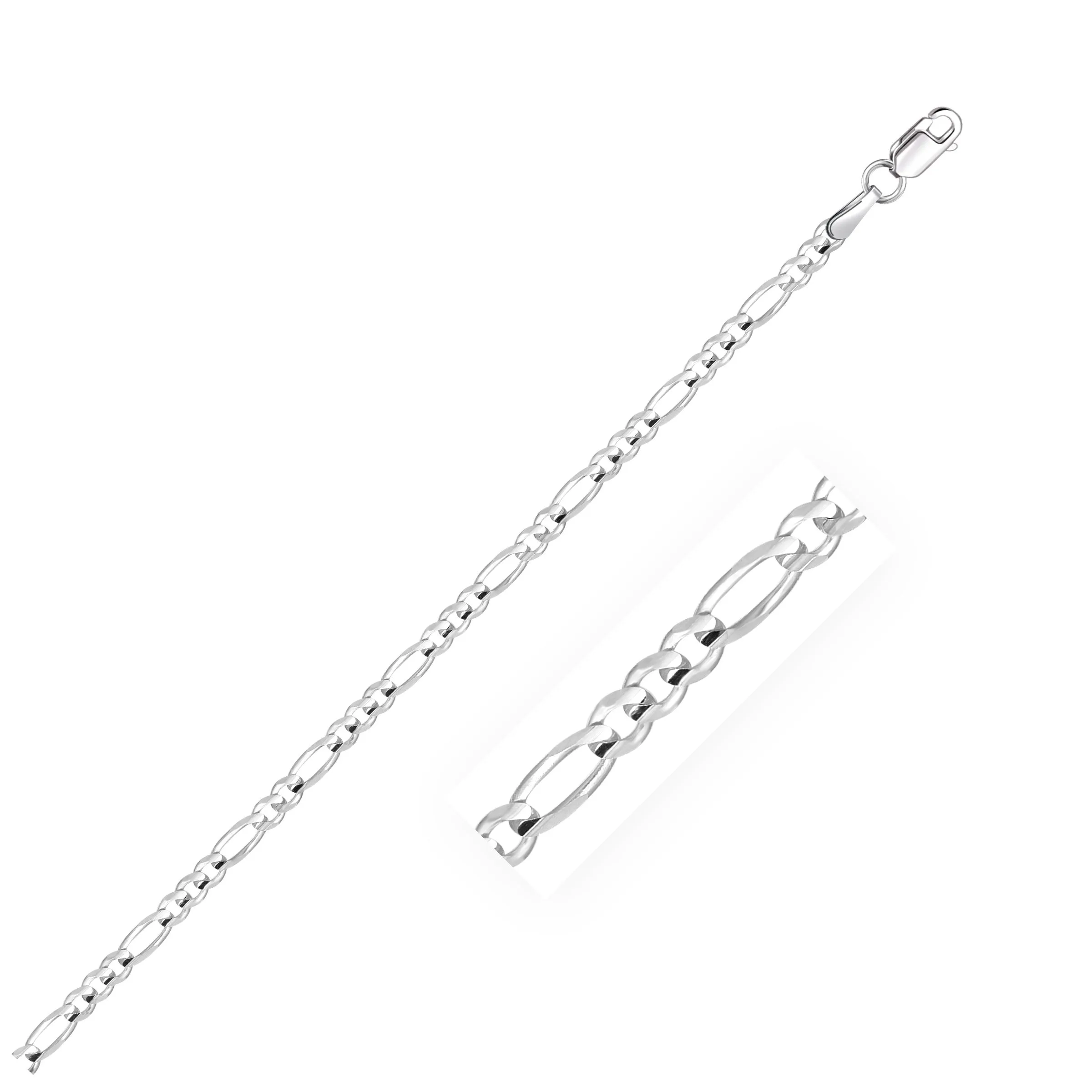 2.6mm 14k White Gold Solid Figaro Chain-rx73794-24