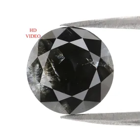 2.93 CT Natural Loose Round Shape Diamond Black Grey Color Round Shape Diamond 9.00 MM Salt And Pepper Round Brilliant Cut Diamo