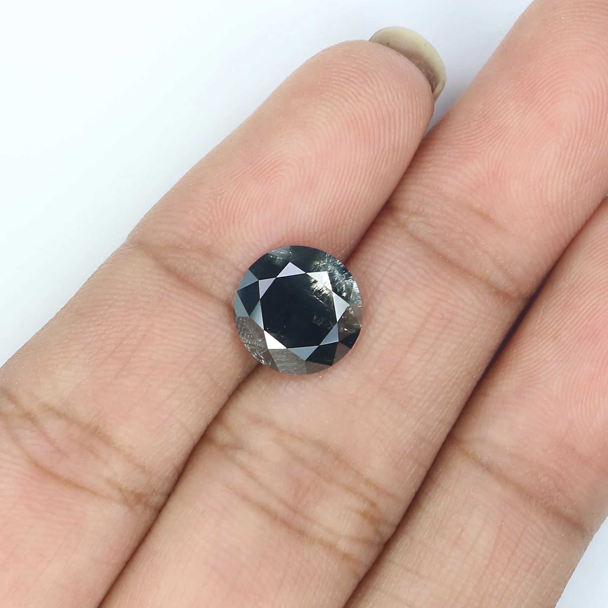 2.93 CT Natural Loose Round Shape Diamond Black Grey Color Round Shape Diamond 9.00 MM Salt And Pepper Round Brilliant Cut Diamo