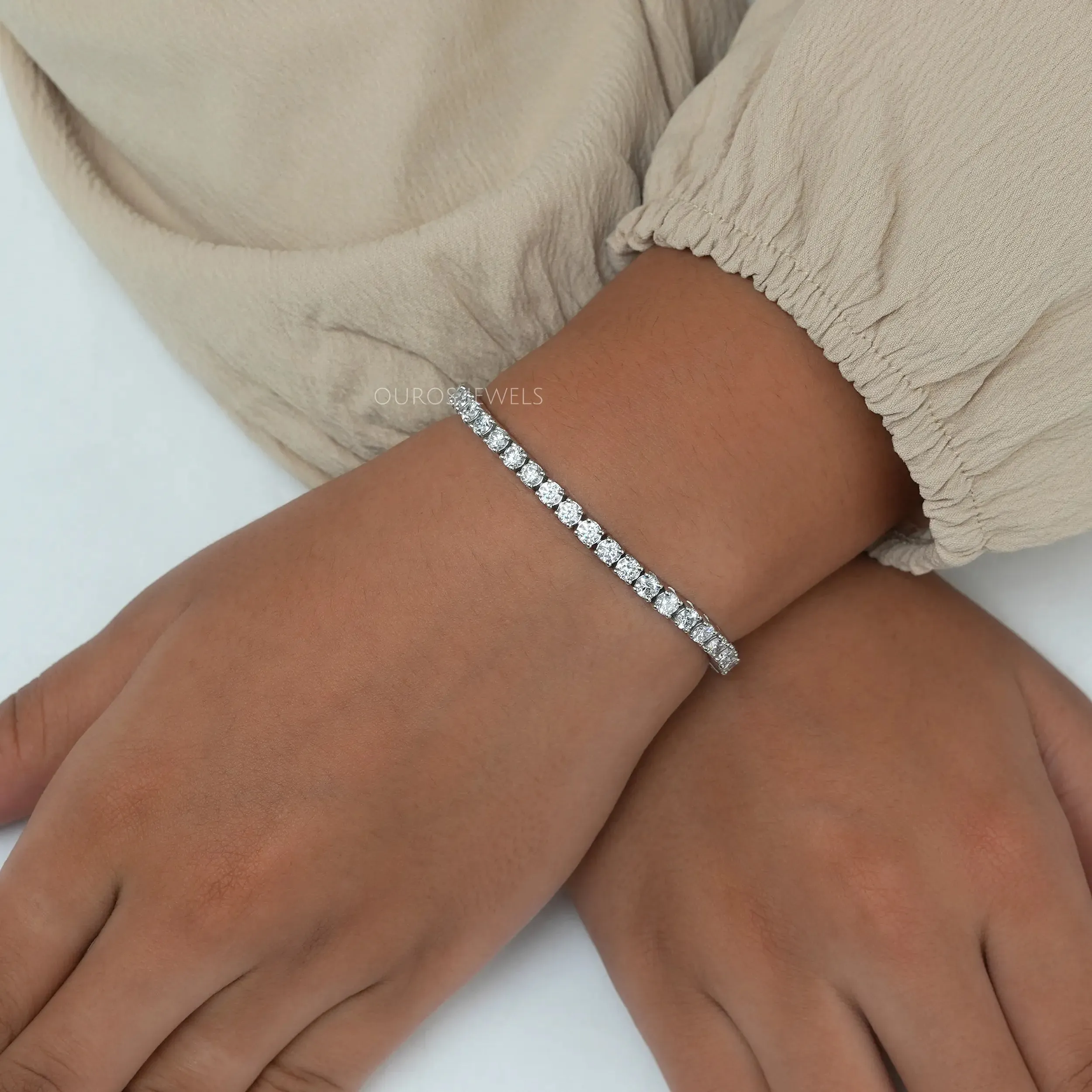 3.50 MM  Round Cut Lab Diamond Tennis Bracelet