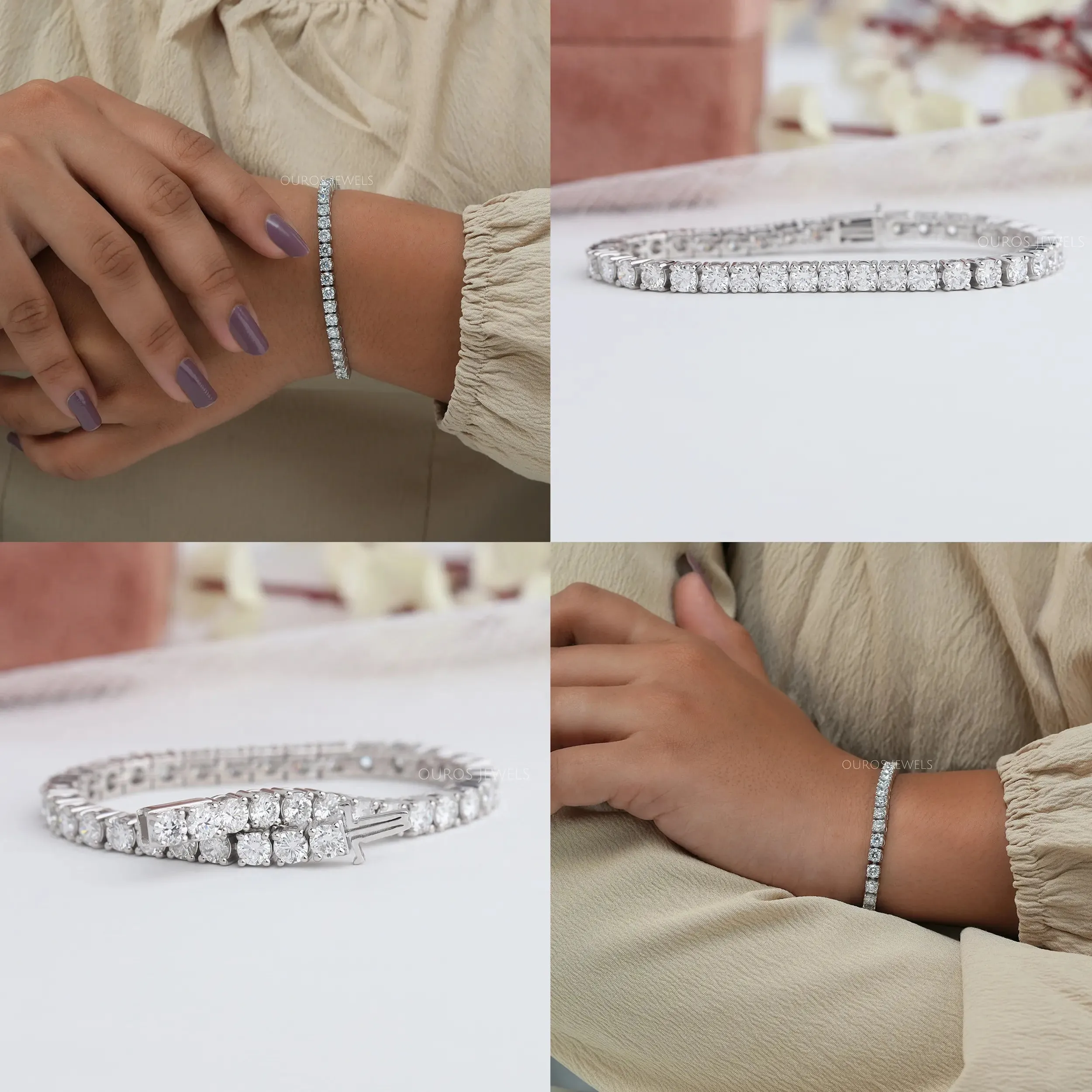 3.50 MM  Round Cut Lab Diamond Tennis Bracelet