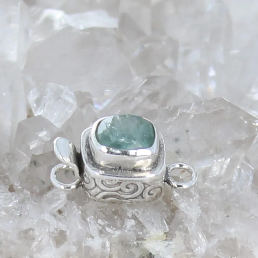 AAA Paraiba Blue Tourmaline Faceted Sterling Clasp Patterned Design