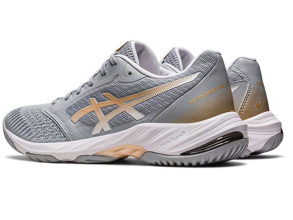 Asics Netburner Ballistic FF 3 Women's Court Shoes, Piedmont Grey / Champagne