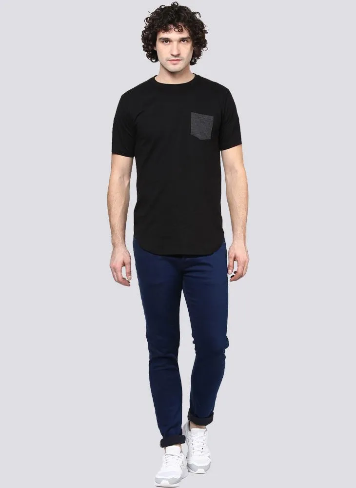 Basic Black T-Shirt with Contrast Pocket